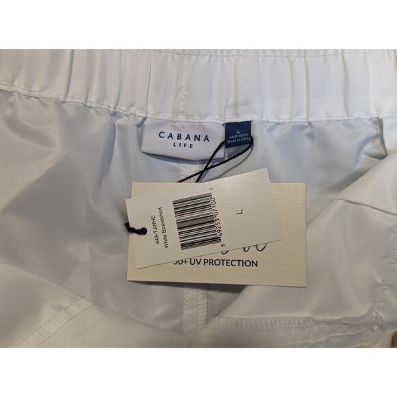 NWT Cabana Life White Boardshort Size L/10-12 Elastic Waist Pockets Swim Shorts - Picture 4 of 5